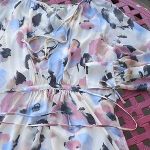 Elegant Long Sleeve Abstract Print Dress